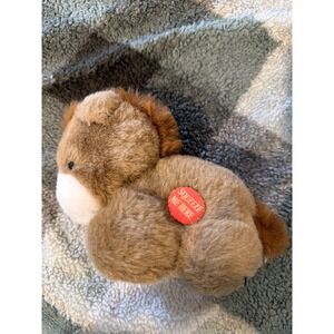 Vintage 1992 Great American Fun Corp Brown Plush Horse Squeeze Me Sound Toy 6.5"